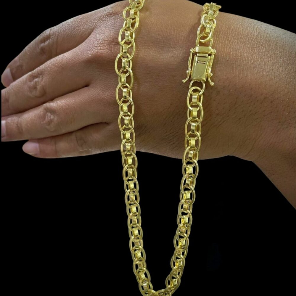 Corrente 8Mm Imperador Fecho Gaveta Premium Banhado Ouro 18K - Imagem 3