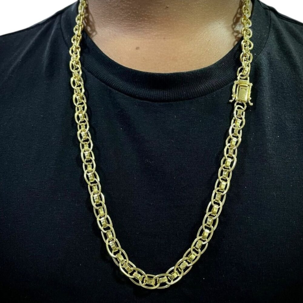 Corrente 8Mm Imperador Fecho Gaveta Premium Banhado Ouro 18K - Imagem 2