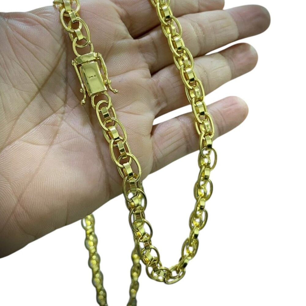 Corrente 8Mm Imperador Fecho Gaveta Premium Banhado Ouro 18K