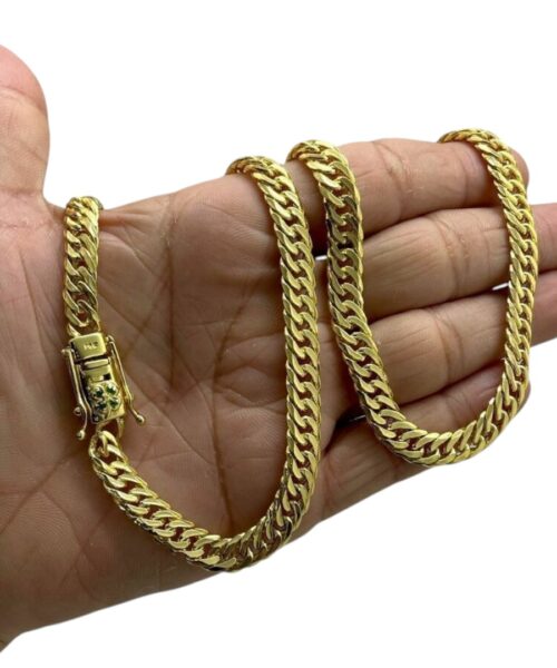 Corrente 7mm Grumet Trevo da Sorte Banhado a Ouro 18K