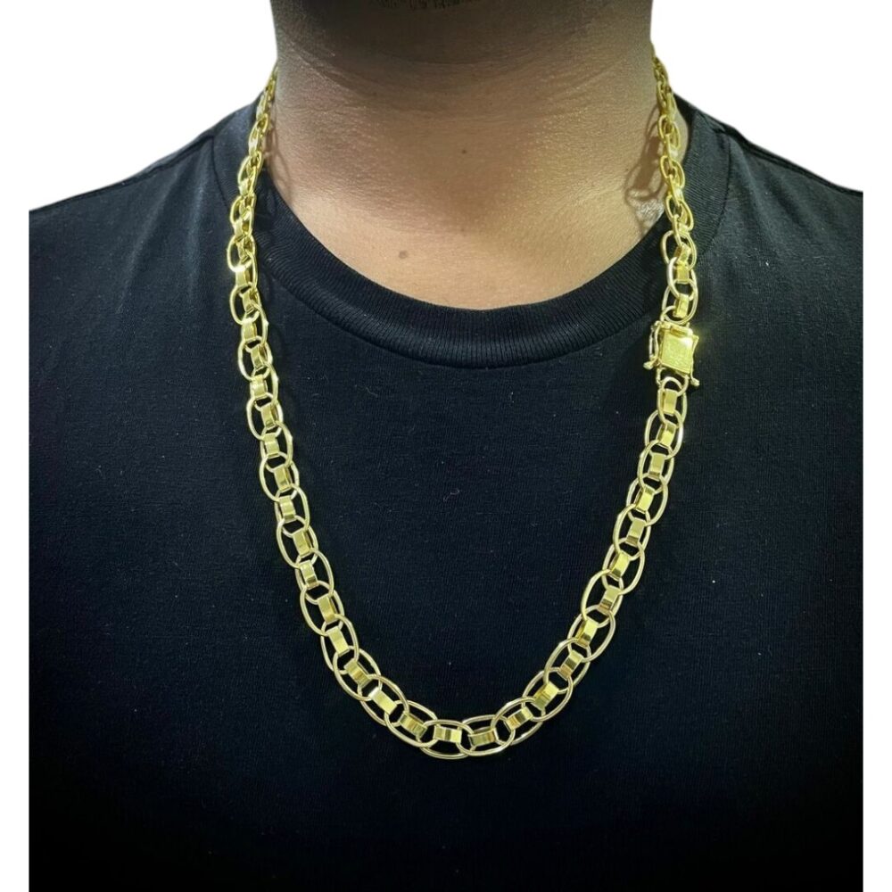 Corrente Masculina 10Mm Imperador Banhado A Ouro 18K - Imagem 3