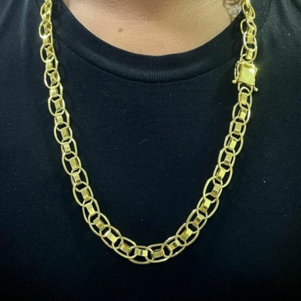 Corrente Masculina 10Mm Imperador Banhado A Ouro 18K - Imagem 2
