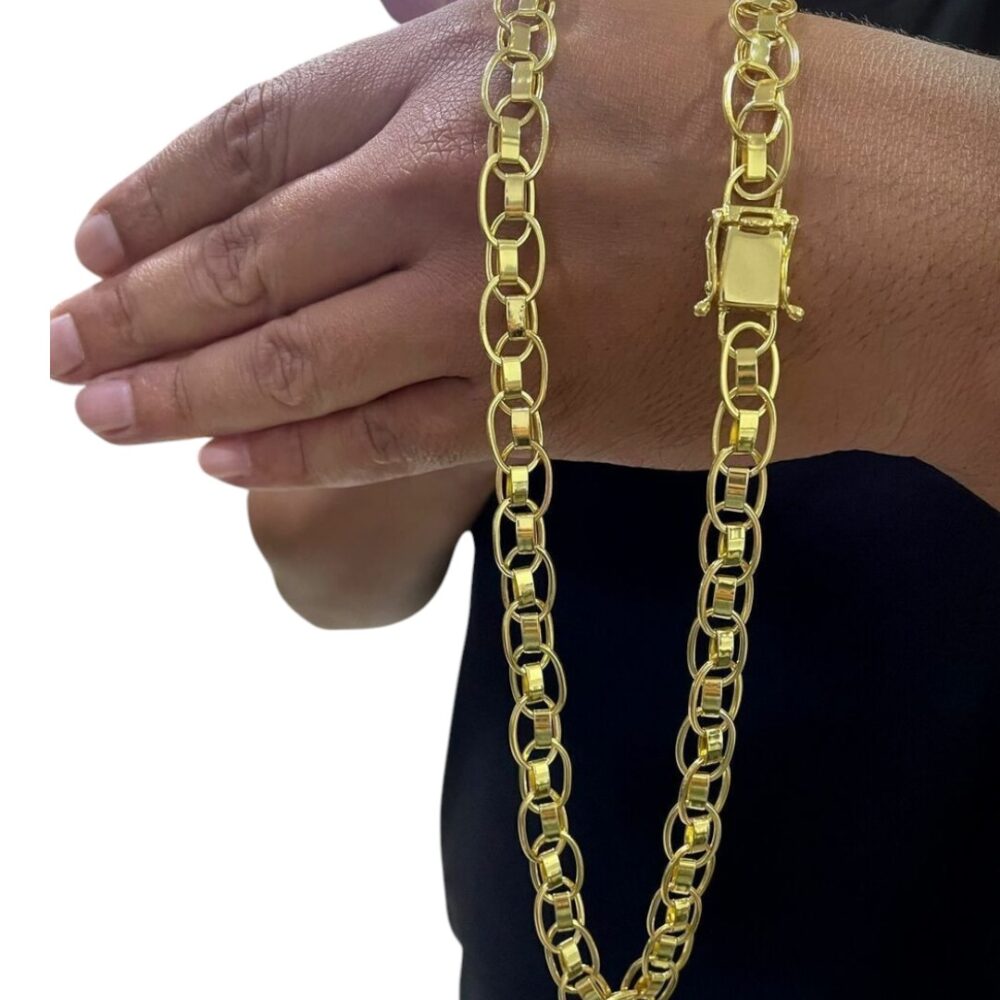 Corrente Masculina 10Mm Imperador Banhado A Ouro 18K