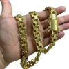 15352808296 Corrente 15Mm Cadeado Duplo Fecho Marcacao 750 Banhado A Ouro 18K Lancamento2