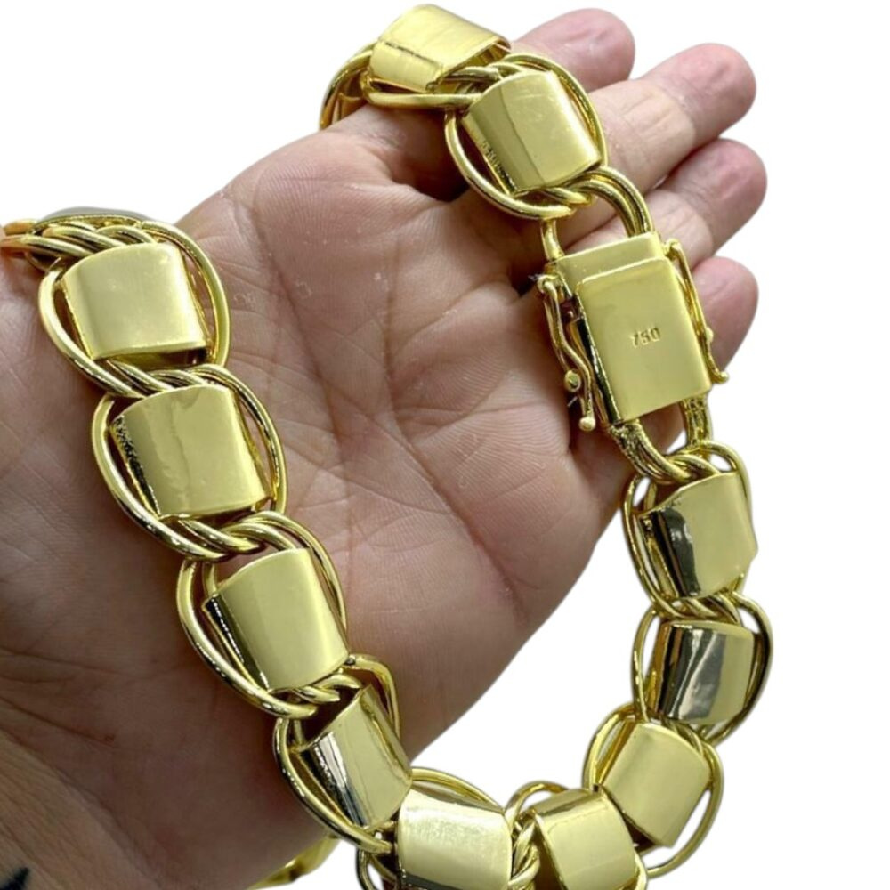 Corrente 20Mm Dubai Fecho 750 Banhado A Ouro - Imagem 2