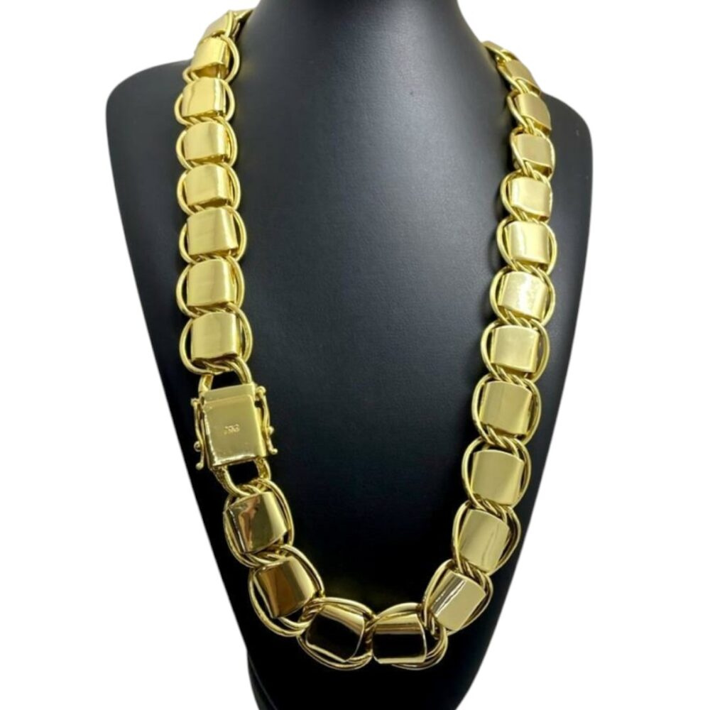 Corrente 20Mm Dubai Fecho 750 Banhado A Ouro - Imagem 4