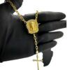 15352810292 Terco Jesus Cristo Corrente 5Mm Cadeado Pingente Cruz Cravejado Banhado A Ouro 18K4