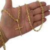 15355131842 Kit Cadeado 4Mm Cruz Amarrada Banhado