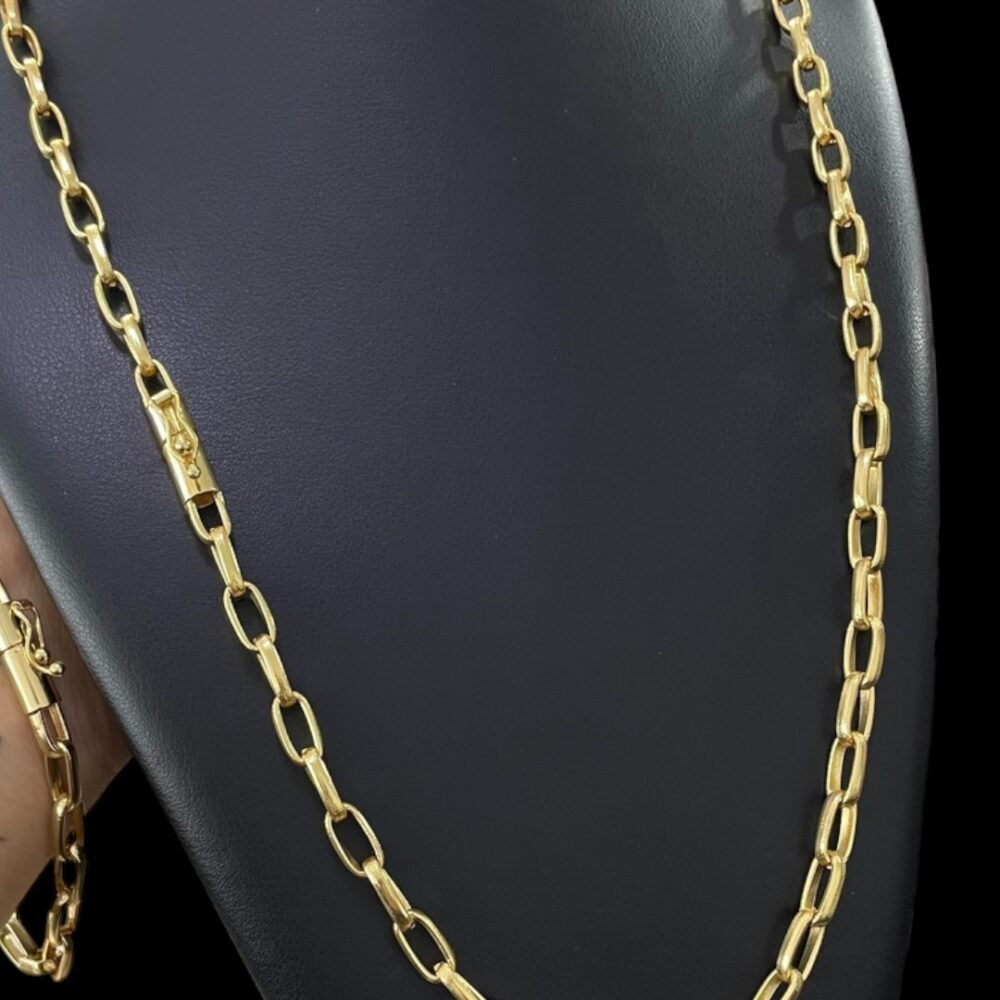 Kit Meia Cana 6Mm Corrente + Pulseira Banhado A Ouro - Imagem 3