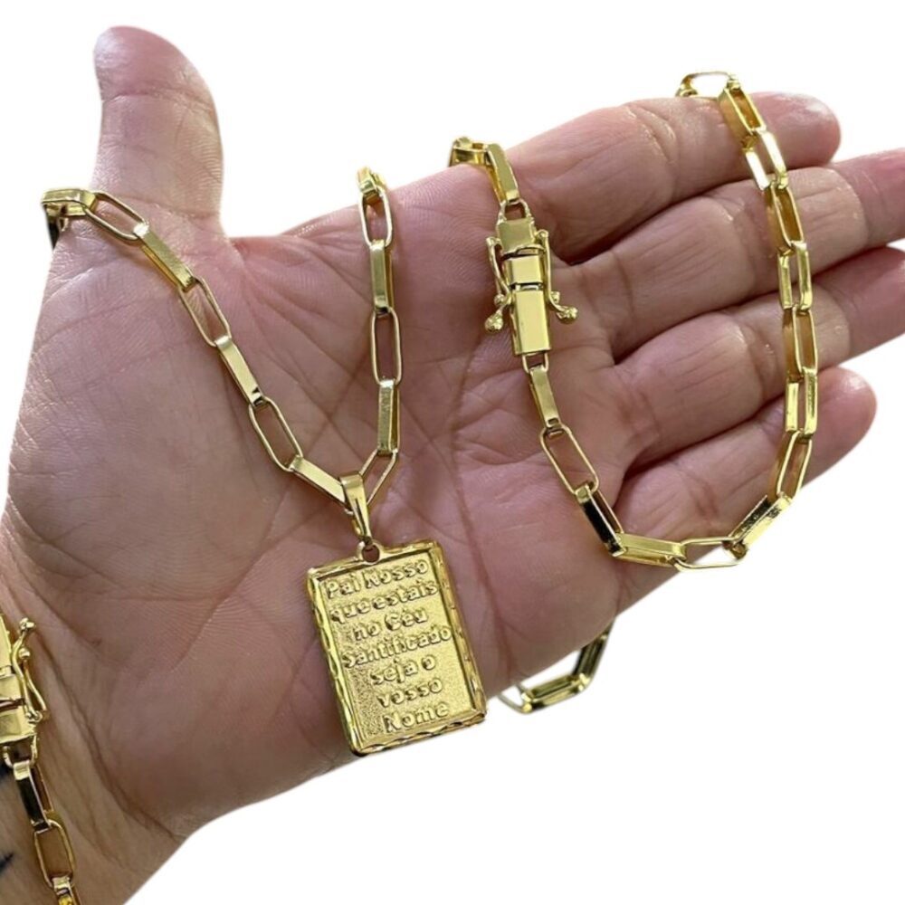 Kit Tijolinho 6Mm + Pai Nosso Banhado A Ouro - Imagem 3