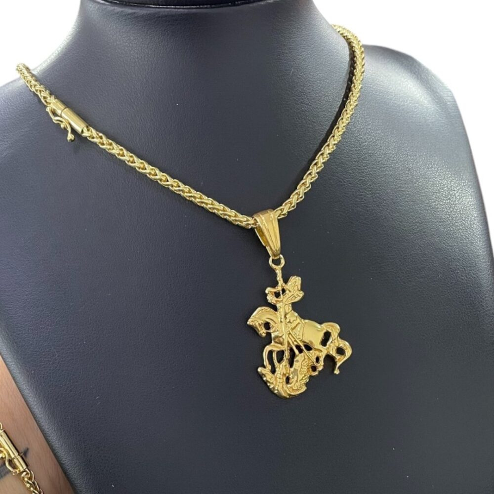 Kit Peruano 5Mm + Pingente São Jorge Banhado A Ouro 18K - Imagem 3