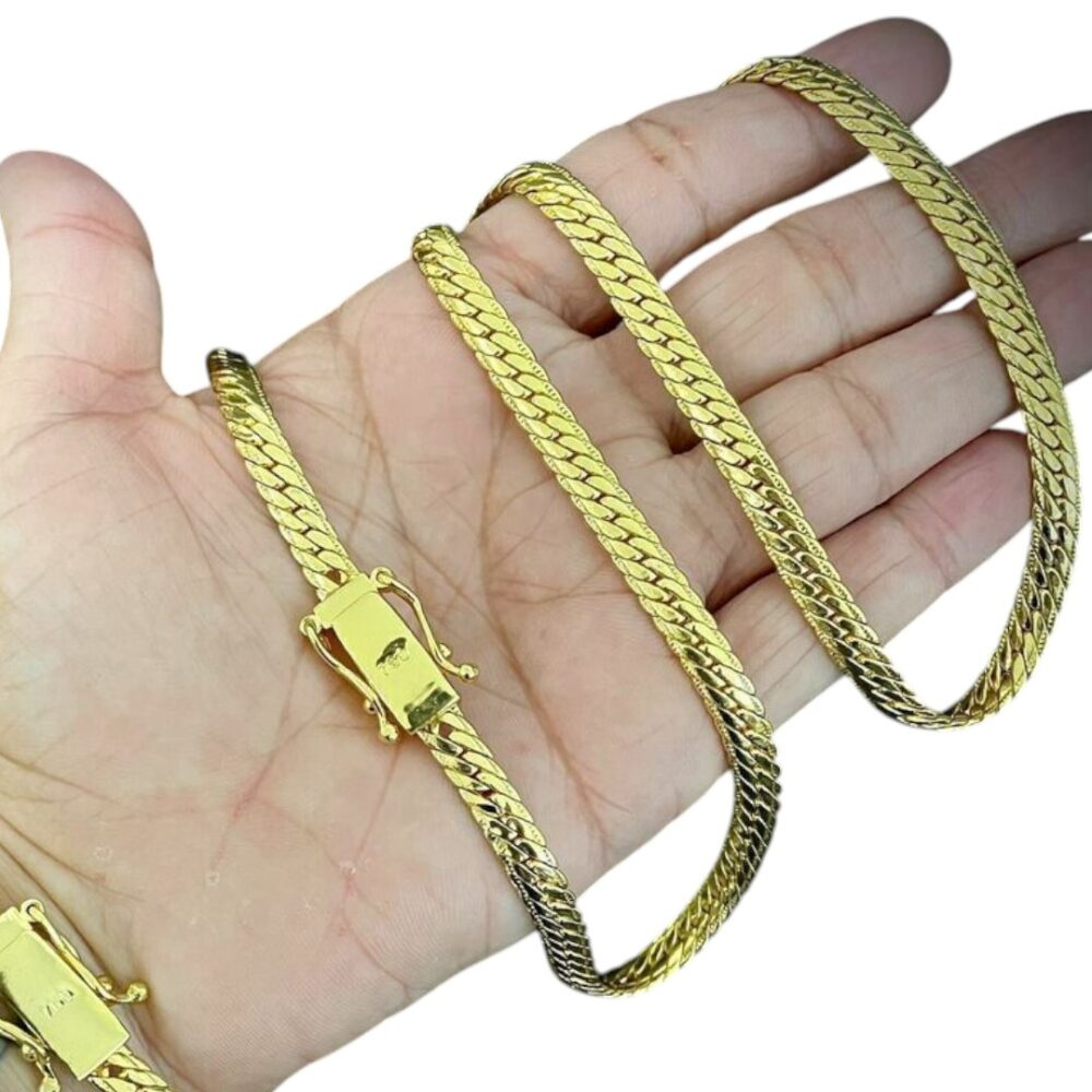 Kit Grumet Cubano 7Mm + Pulseira Banhado A Ouro 18K - Imagem 3