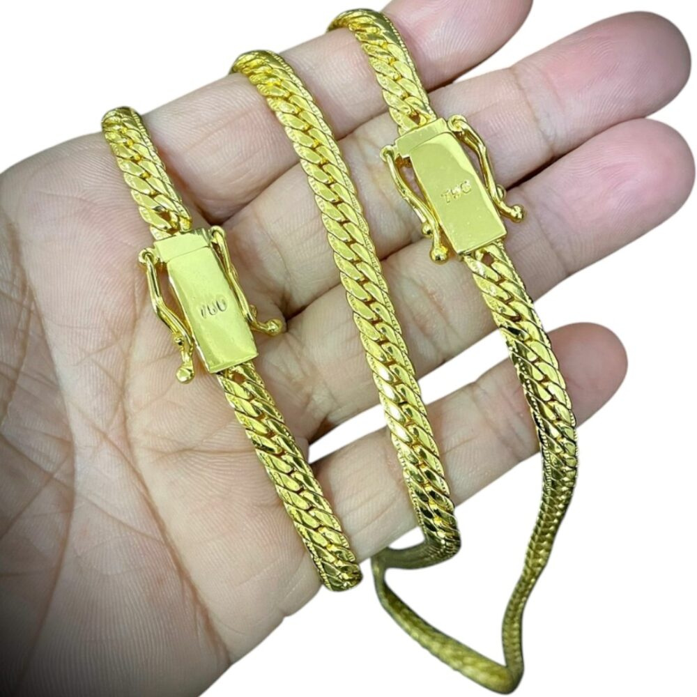 Kit Grumet Cubano 7Mm + Pulseira Banhado A Ouro 18K - Imagem 5
