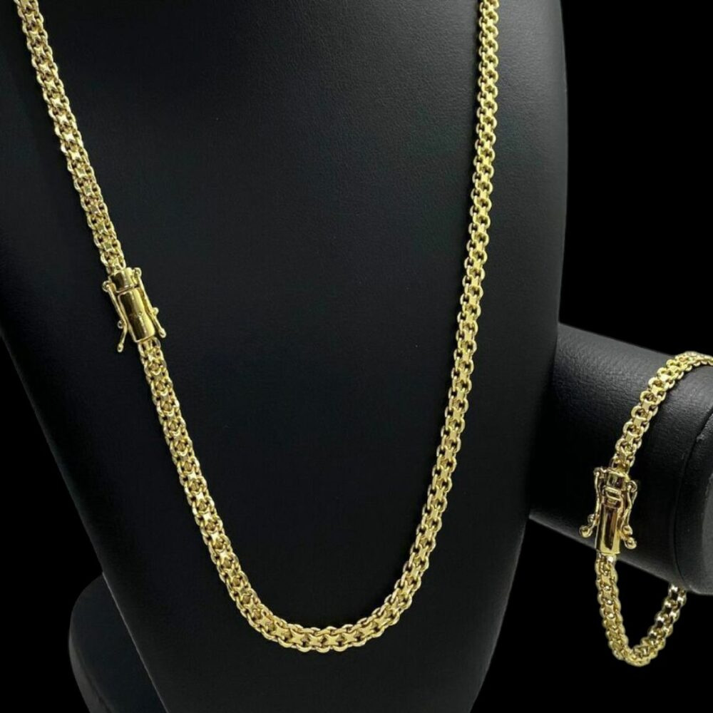Kit Cadeado Duplo 6Mm Fecho 750 Banhado A Ouro 18K - Imagem 4