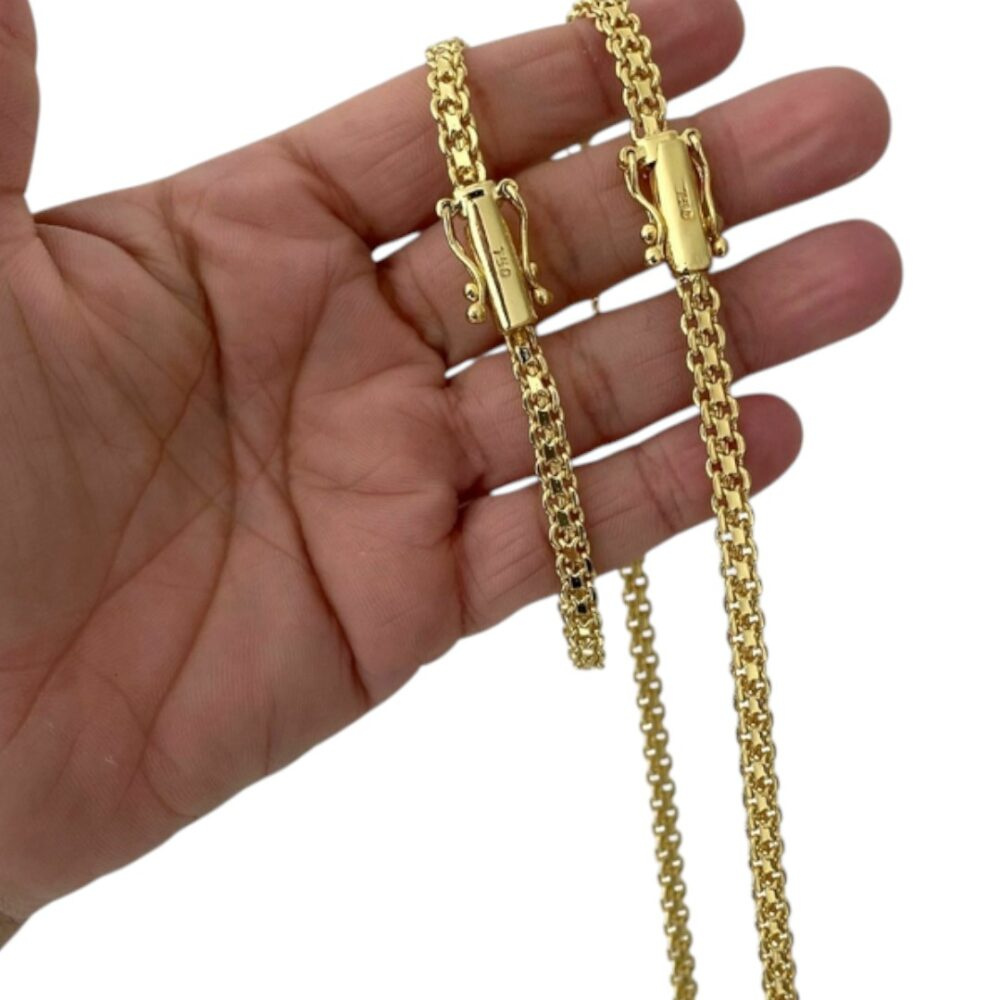 Kit Cadeado Duplo 6Mm Fecho 750 Banhado A Ouro 18K