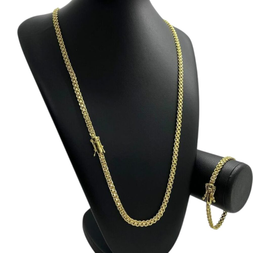 Kit Cadeado Duplo 6Mm Fecho 750 Banhado A Ouro 18K - Imagem 2