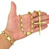 15355445097 Kit Corrente 10Mm Tijolinho Chapado Pulseira Pingente Cruz Amarrada Banhado A Ouro 18K3