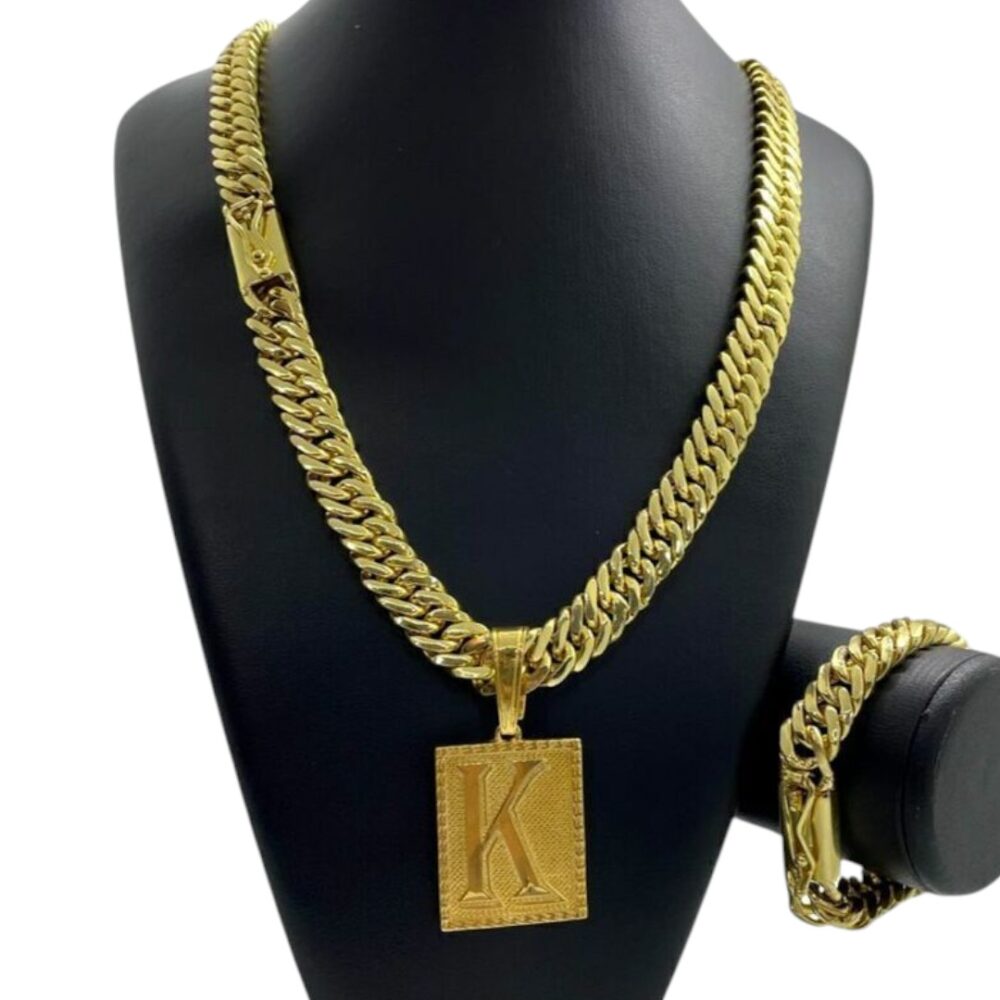 Kit Grumet 13Mm + Pingente Letra Cravejada Ouro - Imagem 2
