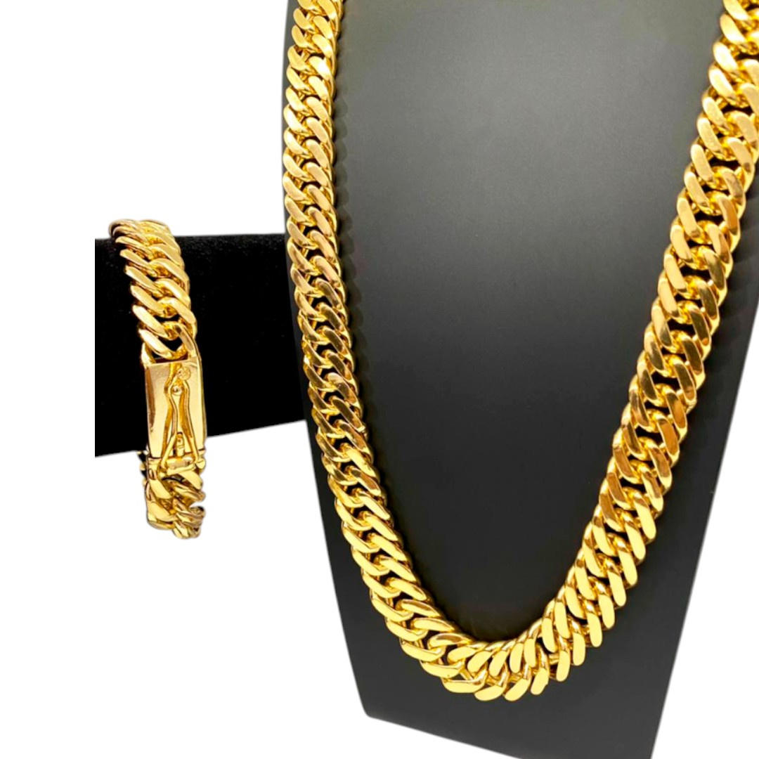 15355453073 Kit Corrente 13Mm Grumet Pulseira Banhado A Ouro 18K2