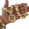 15355453888 Kit Corrente 13Mm Friso S Dupla Face Fecho Gaveta Pulseira Pingente Medalha Trevo Cravejado