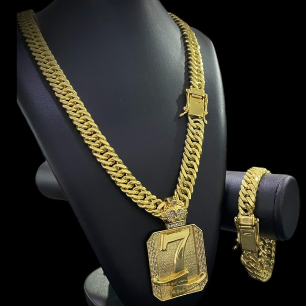 Kit Grumet 14Mm + Pingente 7 Banhado A Ouro - Imagem 3