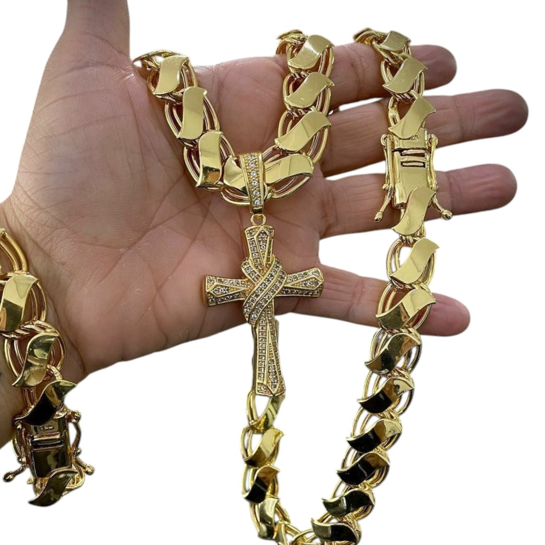 15355456250 Corrente 13Mm Dubai S Fecho Premium Pulseira 13Mm Dubai S Fecho Premium Pingente Cruz Macic