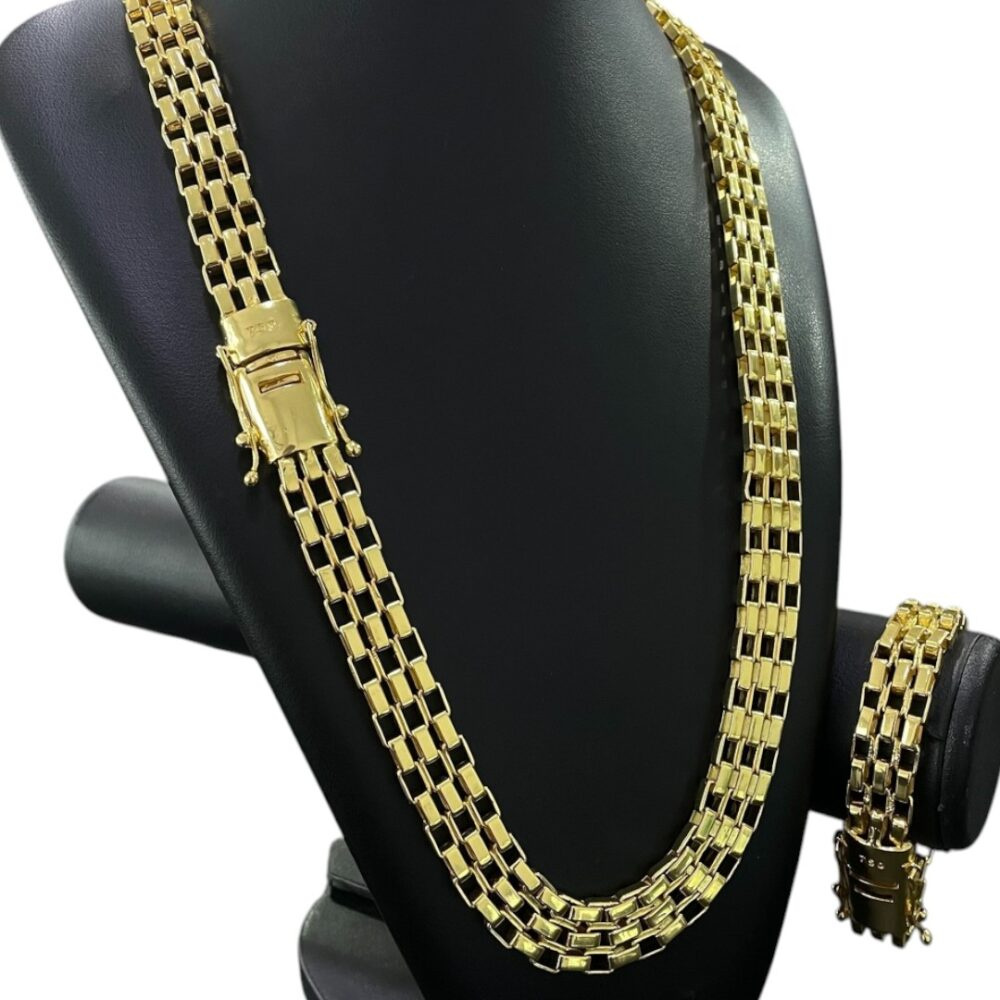 Kit Tijolinho Duplo Banhado A Ouro 18K