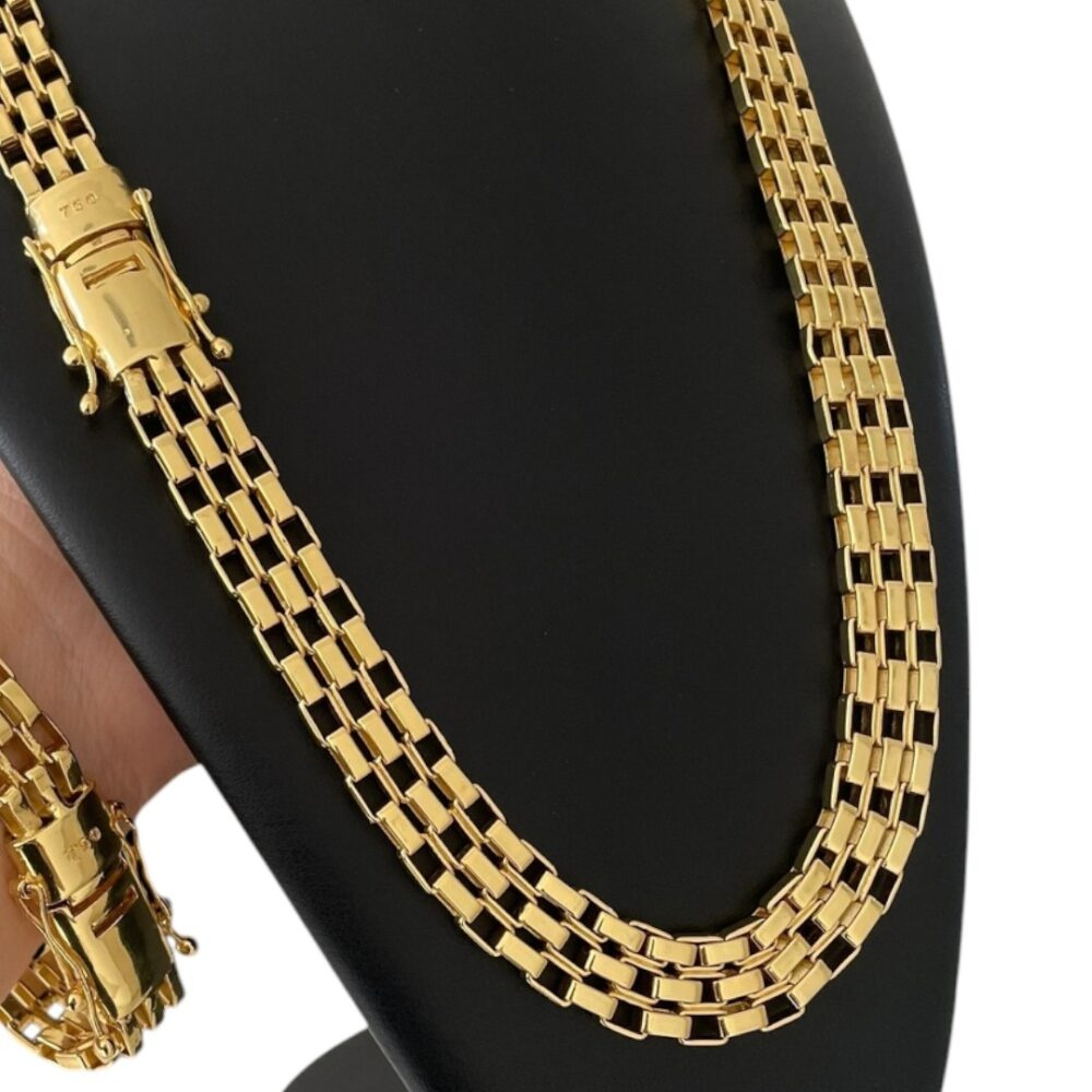 Kit Tijolinho Duplo Banhado A Ouro 18K - Imagem 3