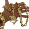 15355534944 Kit Corrente Cadeado 18Mm Fecho Marcacao 750 Pulseira Cadeado 18Mm Pingente Tubarao Crave