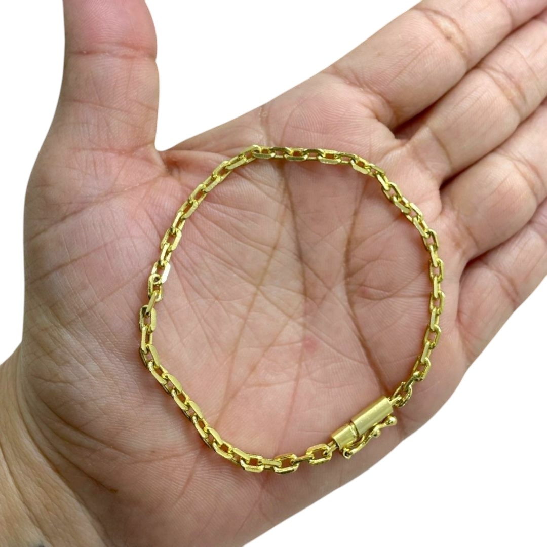 15356481755 Pulseira Cadeado 3Mm Fina Banhado A Ouro 18K 5