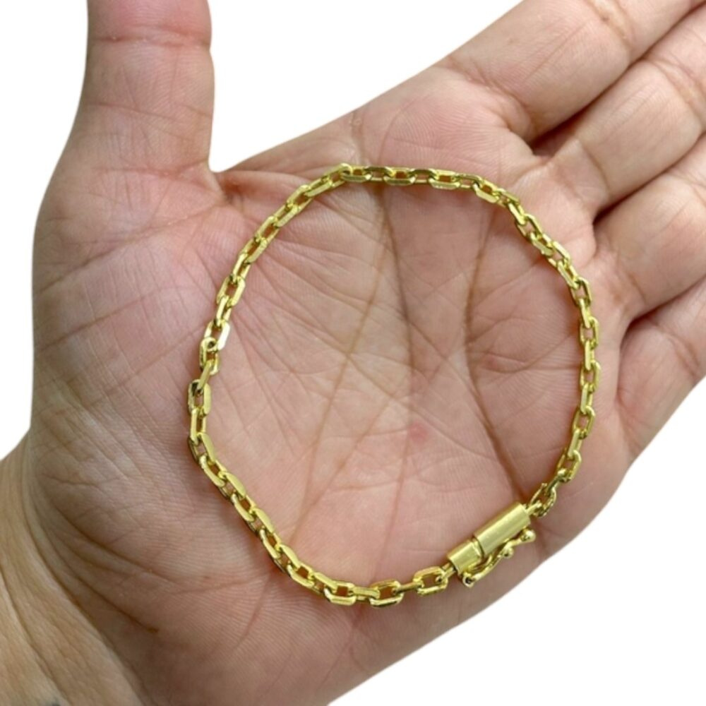Pulseira Cadeado 3Mm Fina Banhado A Ouro 18K - Imagem 5