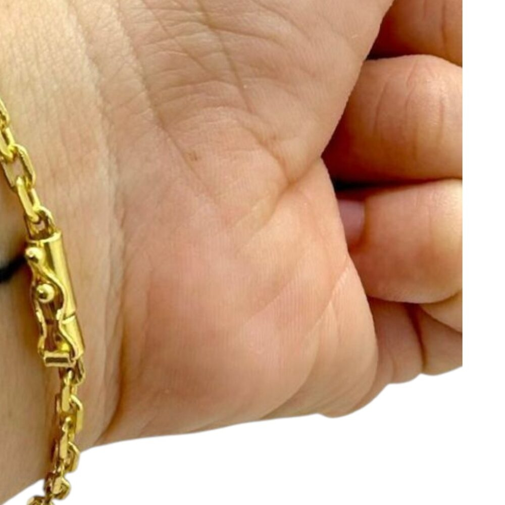 Pulseira Cadeado 3Mm Fina Banhado A Ouro 18K - Imagem 4