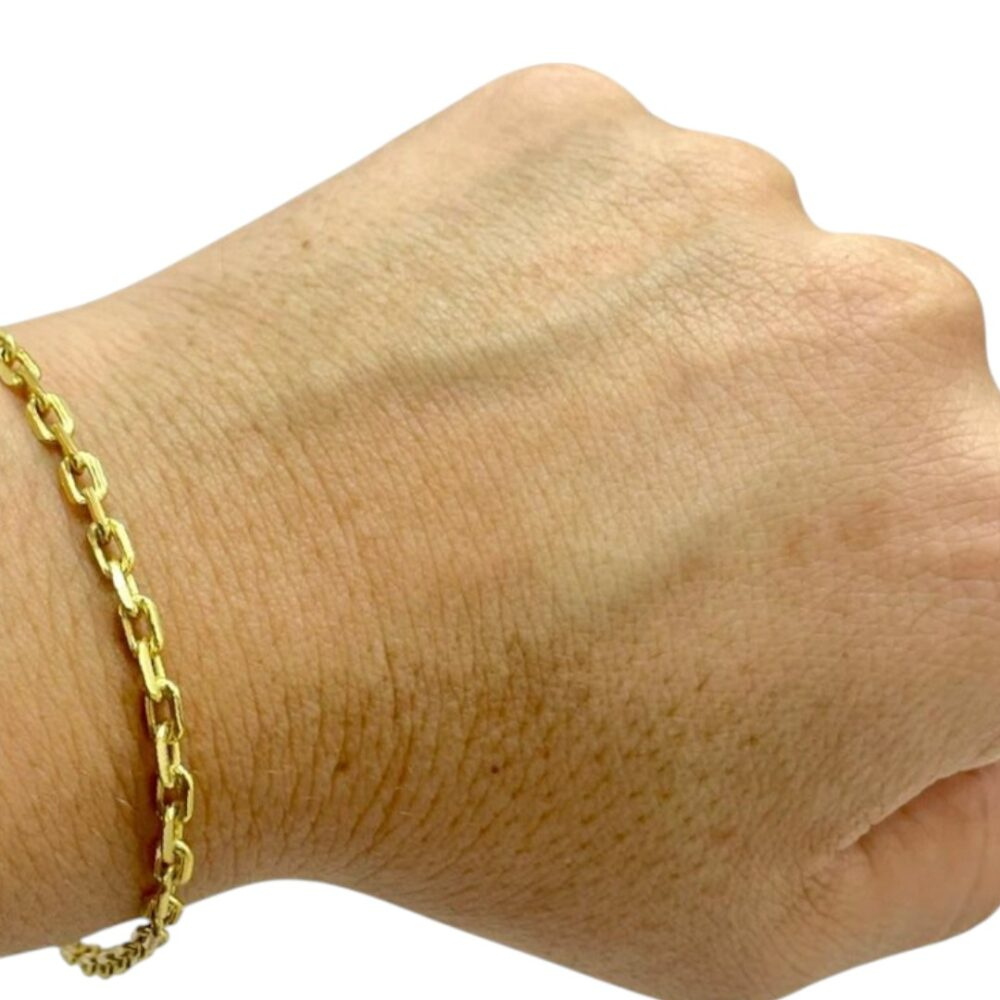 Pulseira Cadeado 3Mm Fina Banhado A Ouro 18K - Imagem 3