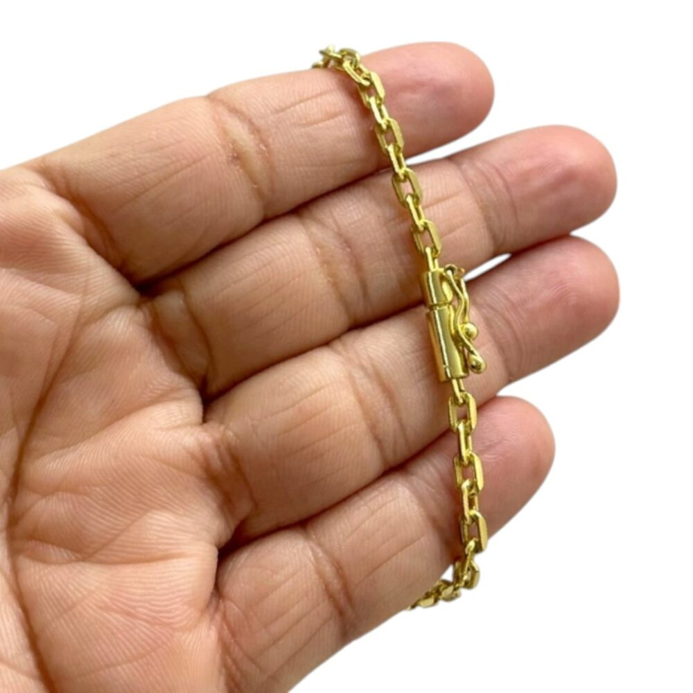 Pulseira Cadeado 3Mm Fina Banhado A Ouro 18K - Imagem 6