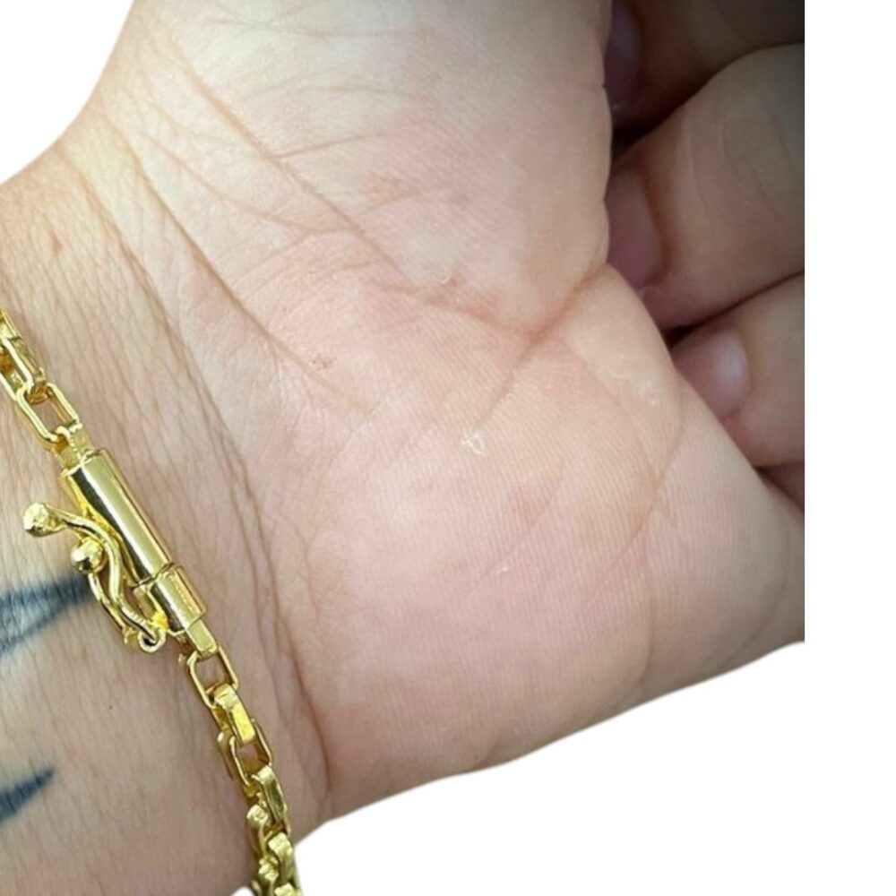 Pulseira Tijolinho 4Mm Banhado A Ouro 18K Estilo Fino - Imagem 3