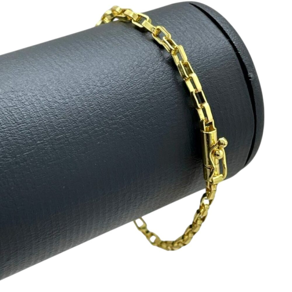 Pulseira Tijolinho 4Mm Banhado A Ouro 18K Estilo Fino - Imagem 2