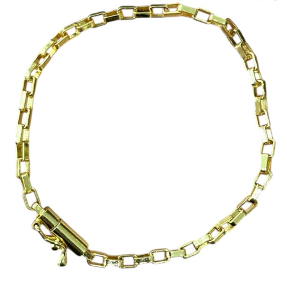 Pulseira Tijolinho 4Mm Banhado A Ouro 18K Estilo Fino - Imagem 4