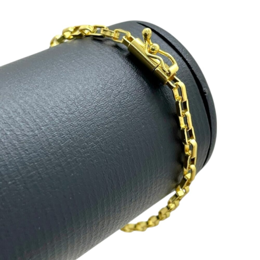 Pulseira Tijolinho 4Mm Banhado A Ouro 18K Estilo Fino - Imagem 5