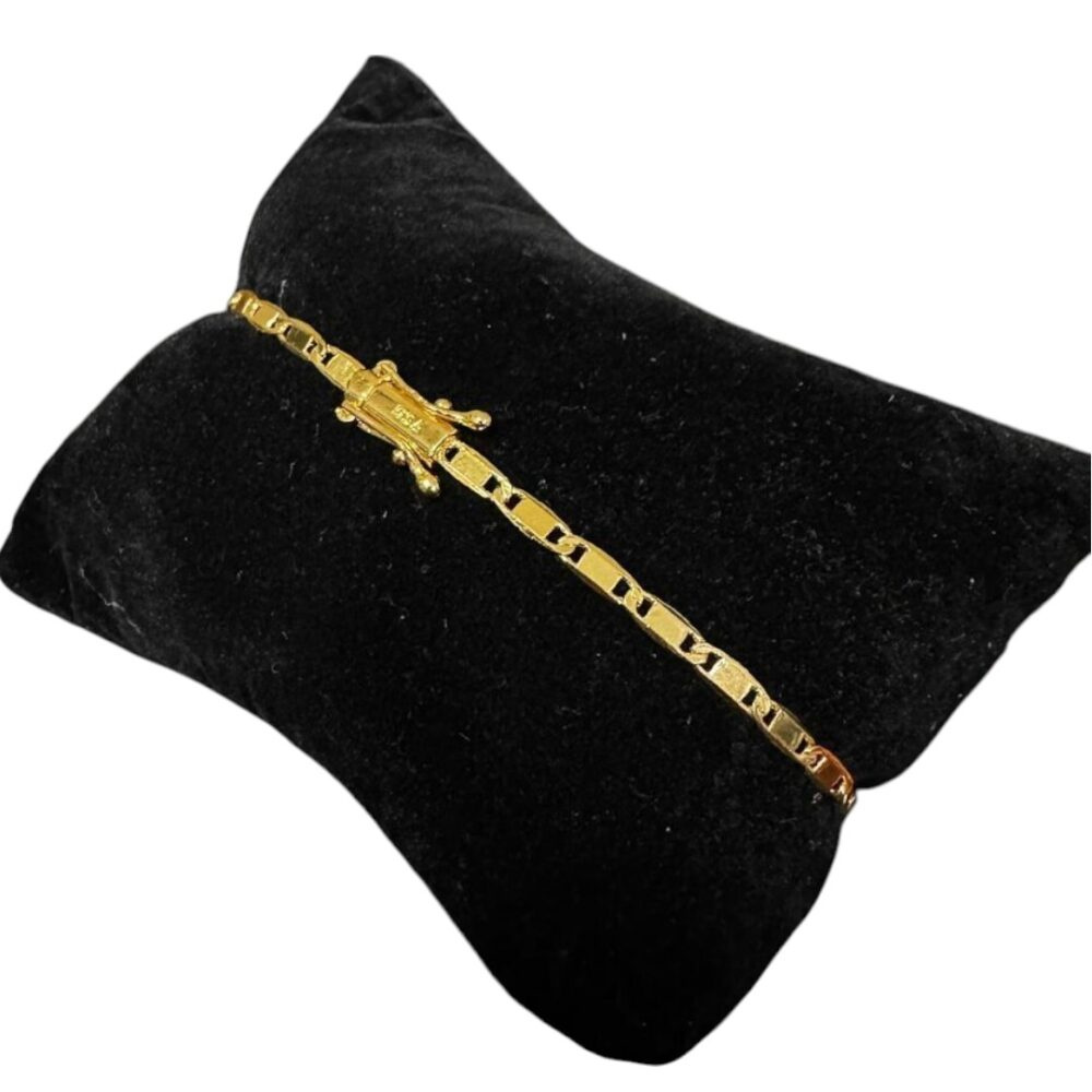 Pulseira Piastrine 4Mm Fecho 750 Banhado A Ouro 18K Luxo - Imagem 3