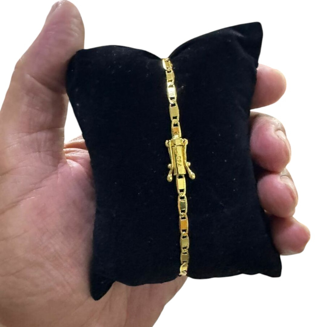 15356486945 Pulseira Piastrine 4Mm Fecho Marcacao 750 Banhado A Ouro 18K2