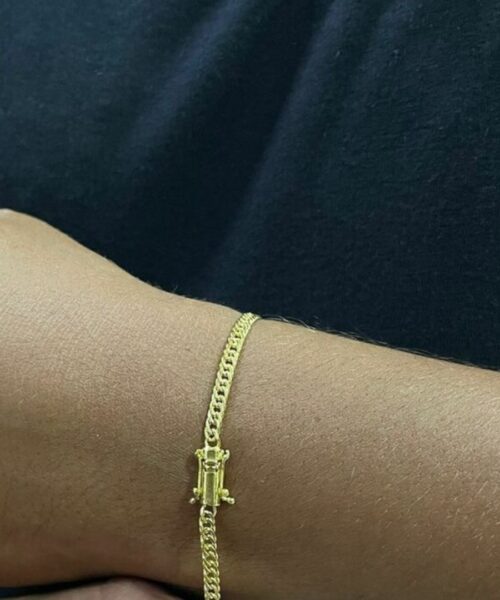 Pulseira Grumet 3mm Fecho 750 Banhado a Ouro 18K Luxo