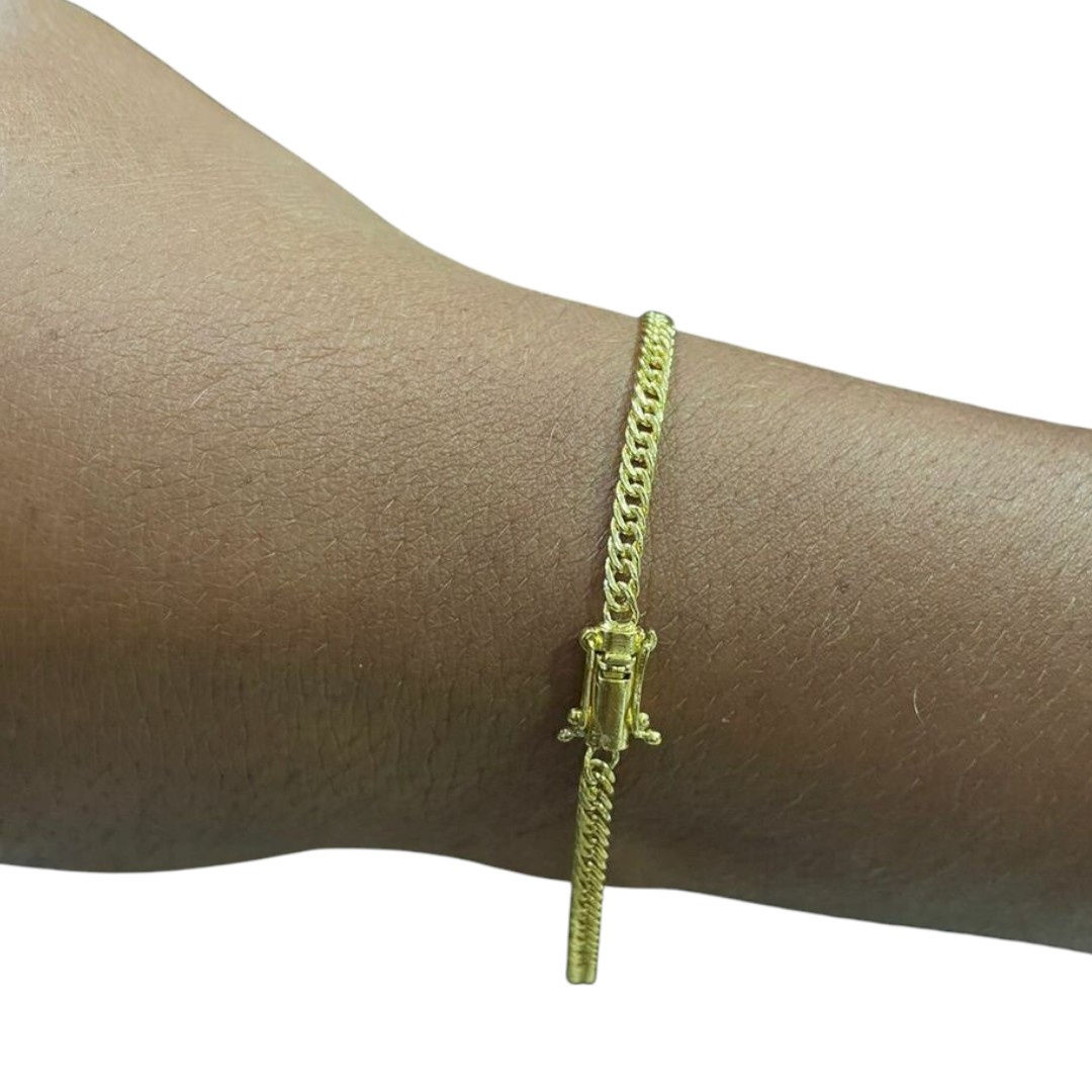 15356488878 Pulseira 3Mm Grumet Fecho Premium Marcacao 750 Banhado A Ouro 18K2