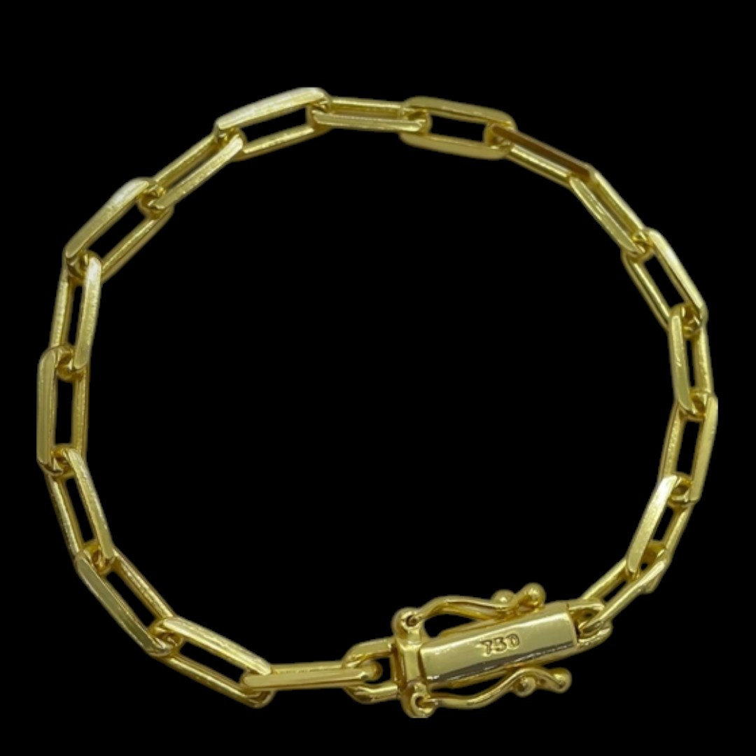 15356491417 Pulseira Cadeado 6Mm Alongado Fecho 750 Banhado A Ouro3