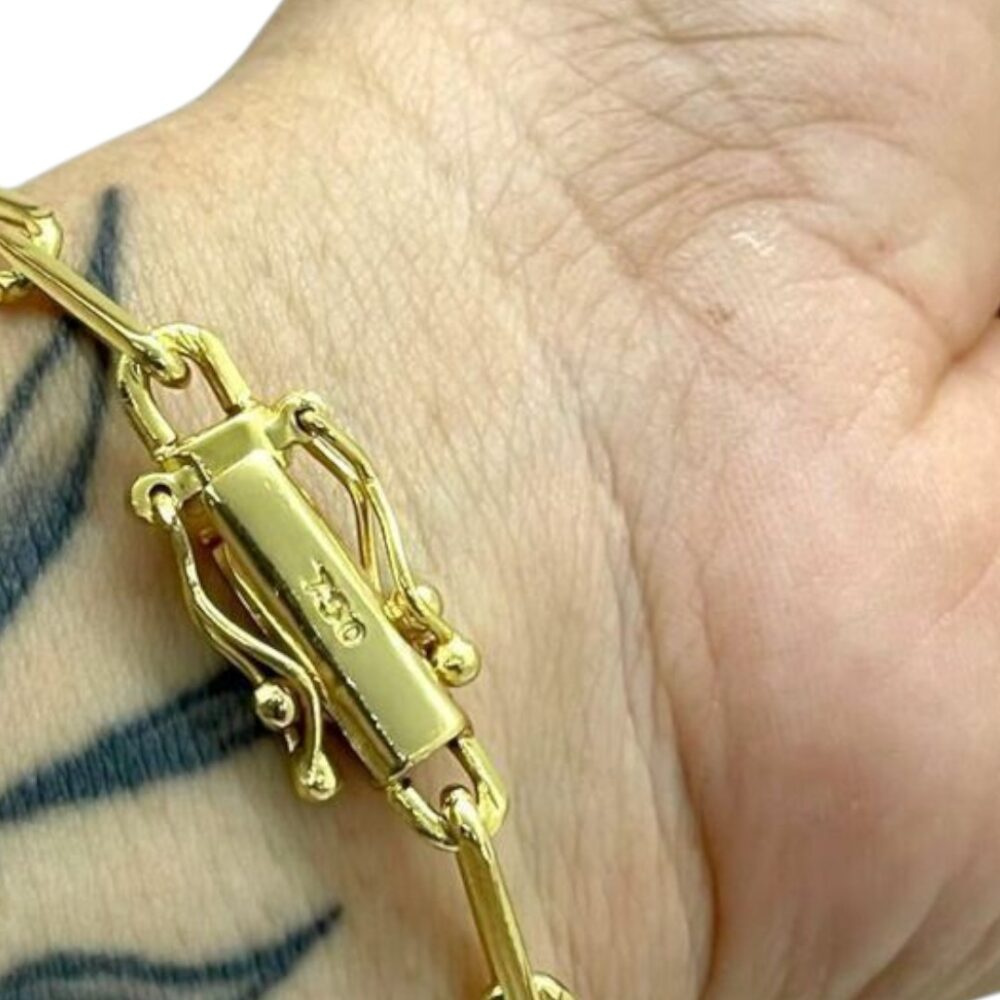 Pulseira Cadeado 6Mm Alongado Fecho 750 Banhado A Ouro - Imagem 5