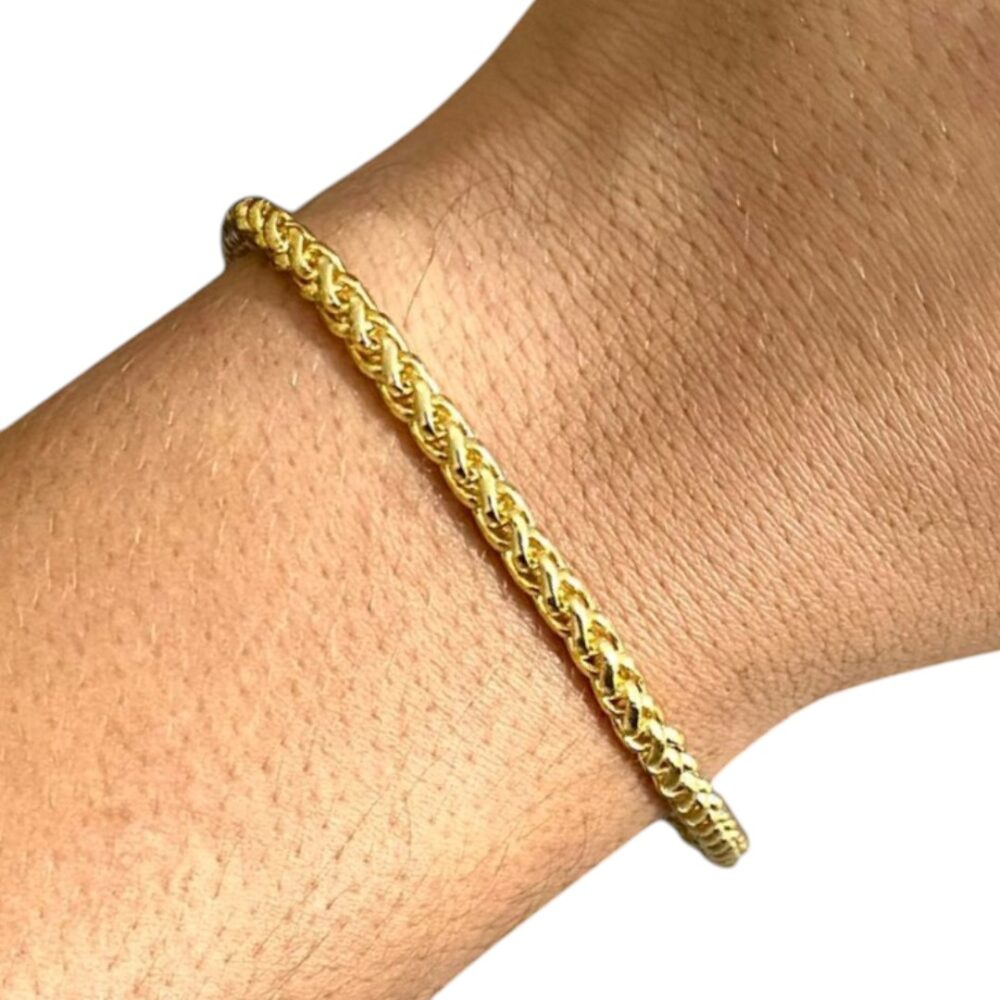 Pulseira Peruana 5Mm Banhado A Ouro 18K Luxo - Imagem 4
