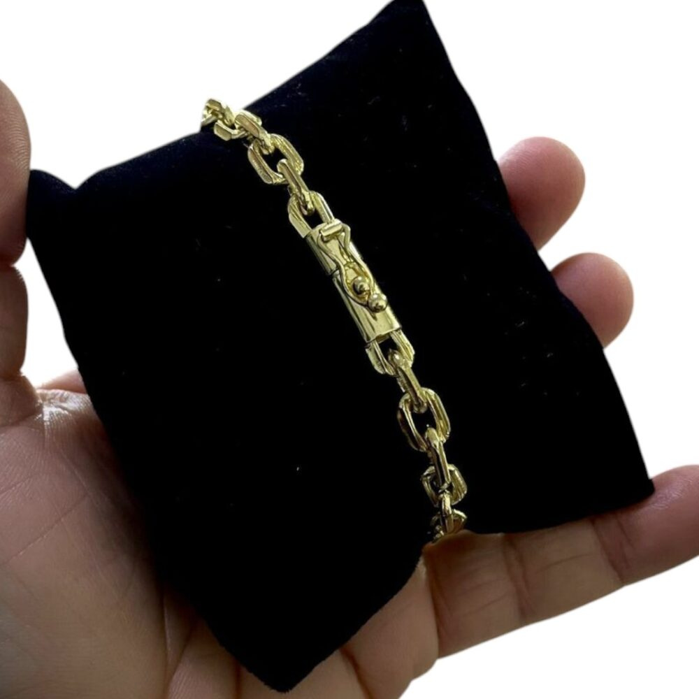 Pulseira Cadeado 6Mm Fecho Canhão Banhado Ouro 18K