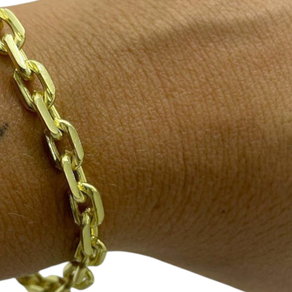 Pulseira Cadeado 6Mm Fecho Canhão Banhado Ouro 18K - Imagem 2