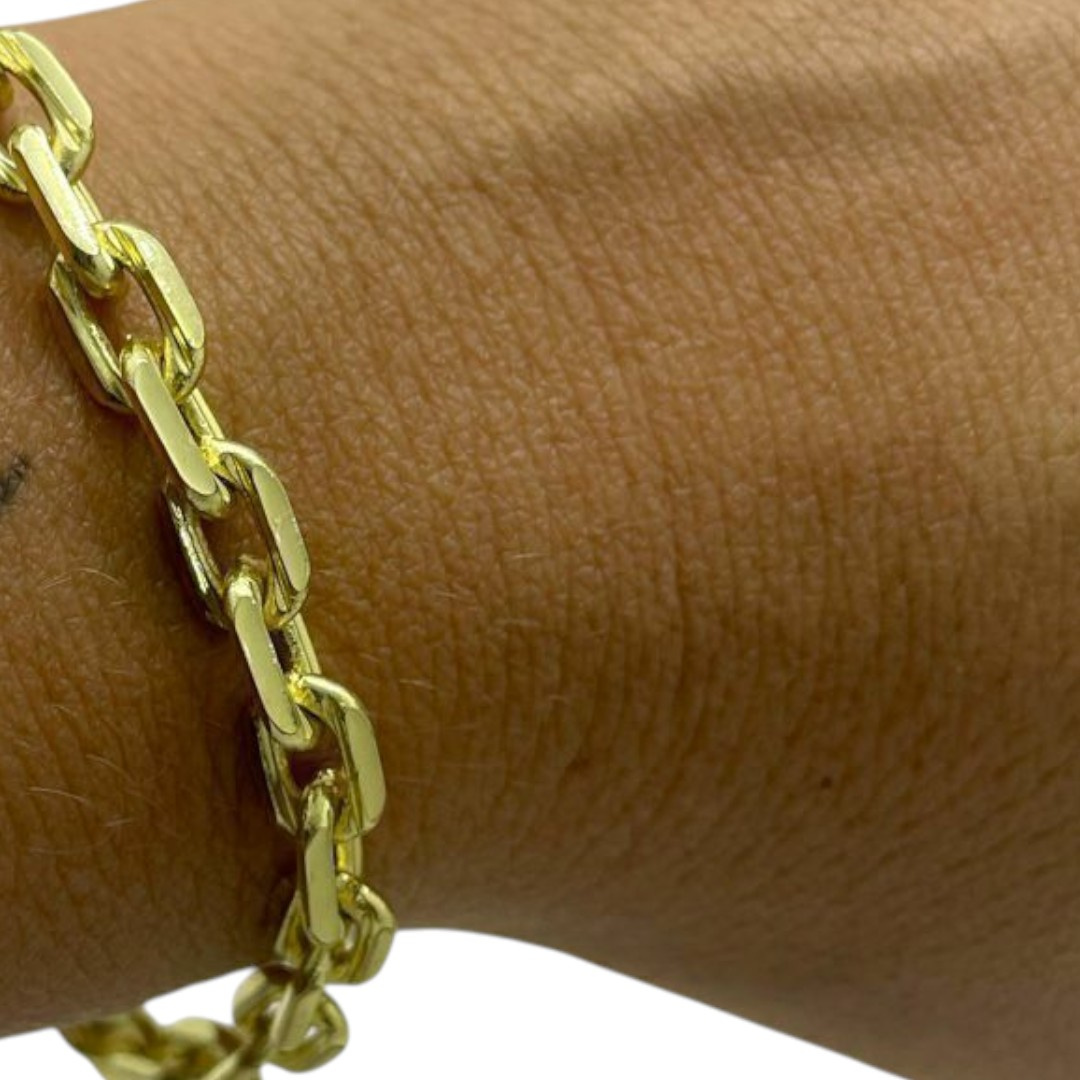 15356501150 Pulseira Cadeado 6Mm Fecho Canhao Banhado A Ouro 18K Lancamento Codp0013