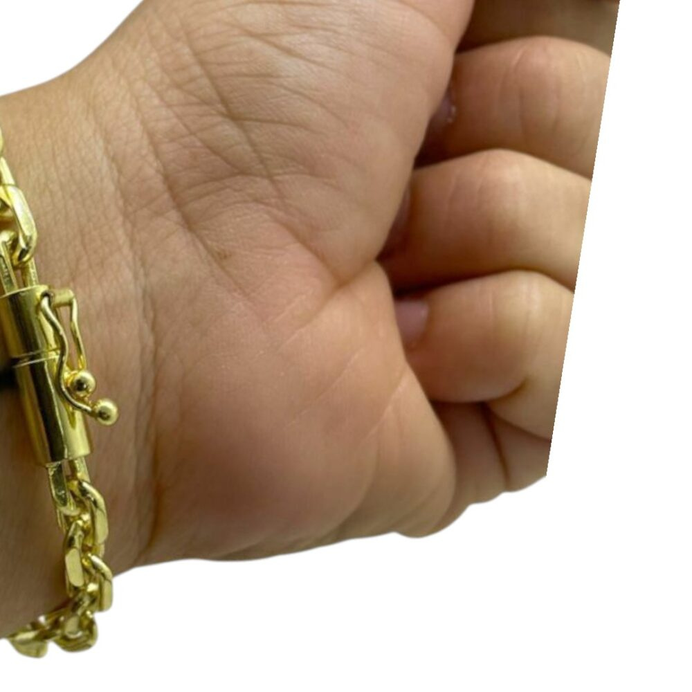 Pulseira Cadeado 6Mm Fecho Canhão Banhado Ouro 18K - Imagem 3