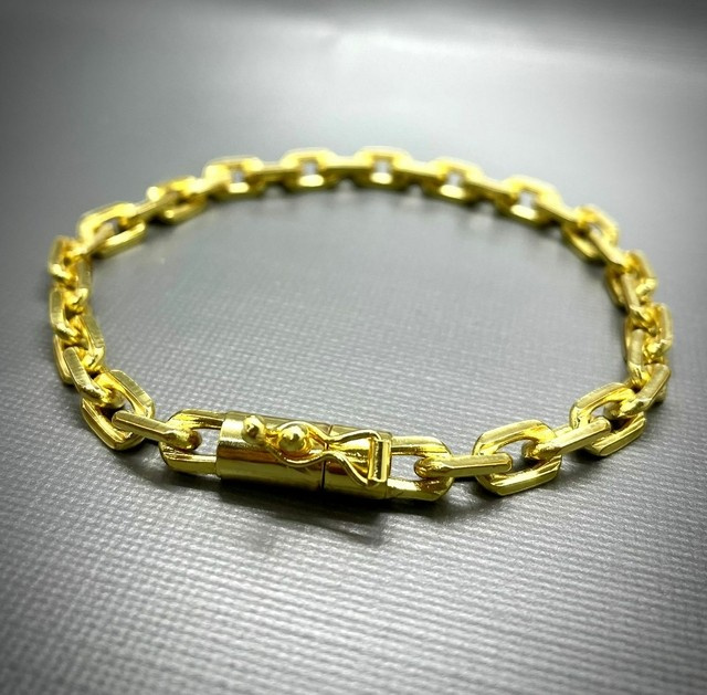 15356505852 Pulseira 7Mm Cadeado Fecho Canhao Banhado A Ouro 18K2